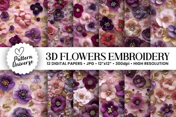 3D Pink Purple Floral Embroidery Pattern Review