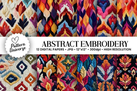 Abstract Floral Embroidery Digital Paper Review for Sweatshirt Projects