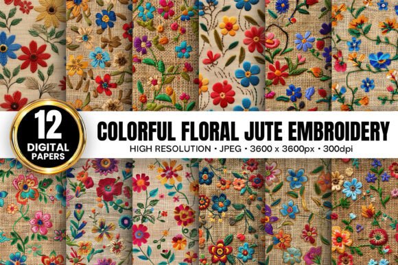 Colorful Floral Jute Embroidery Patterns Review