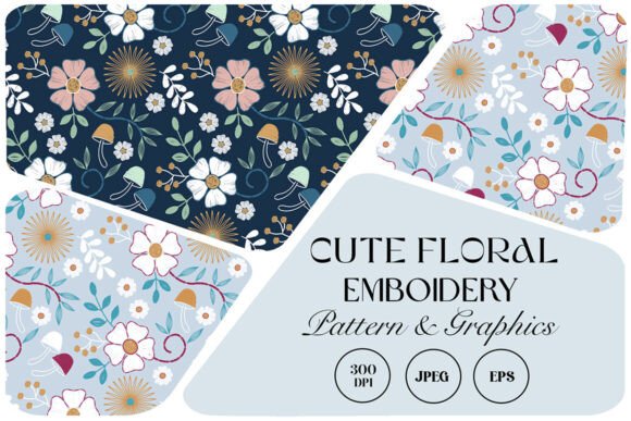Cute Floral Embroidery Pattern for Boutique Sweatshirts