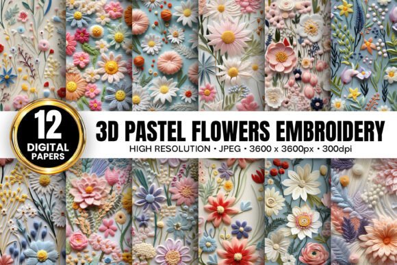Pastel 3D Floral Embroidery Patterns Review