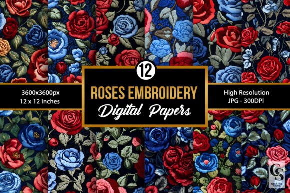 Red and Blue Rose Embroidery Patterns: A Timeless Design for Handmade Gifts